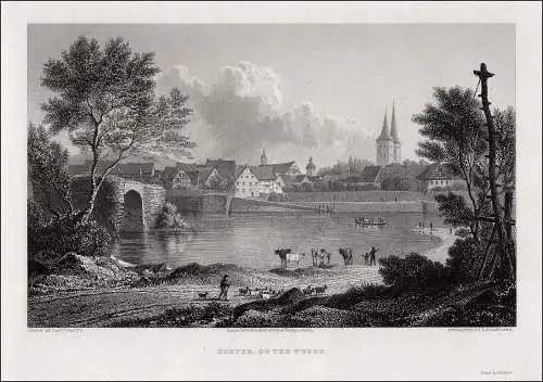 Höxter an der Weser. Echter Stahlstich, Brandard 1829