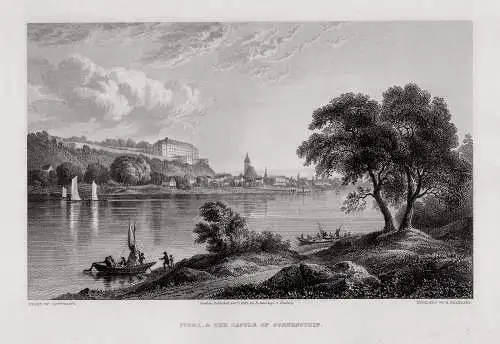 PIRNA - mit Festung Sonnenstein. Stahlstich um 1830