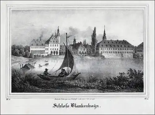 Blankenhain. Schloss.. Originale Lithografie aus Saxonia um 1840