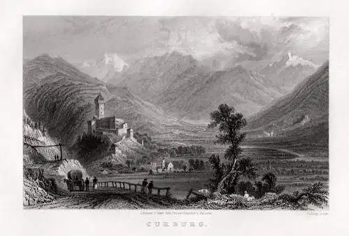 Südtirol: Curburg, Vinschgau Original Stahlstich Lacey 1833