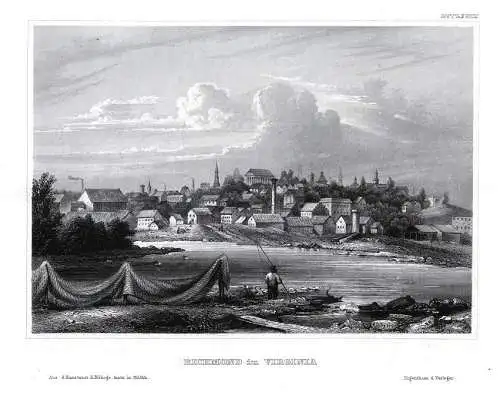 USA  Richmond, Virginia. Echter Stahlstich um 1850