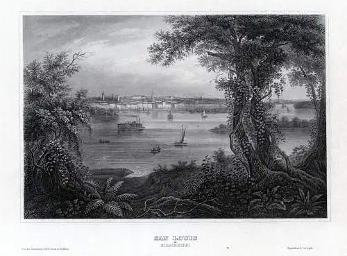 USA  San Louis Mississipi. Echter Stahlstich um 1850