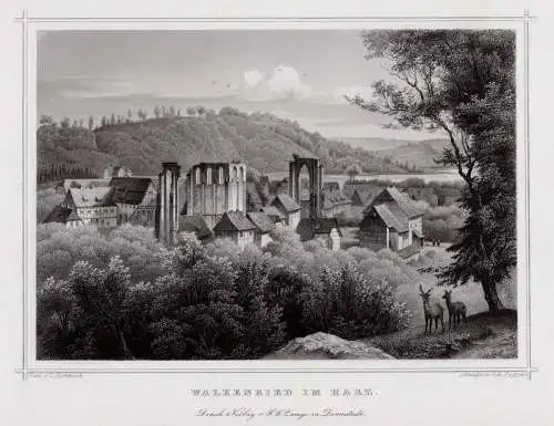 Walkenried / Harz, - Originaler Stahlstich um 1830