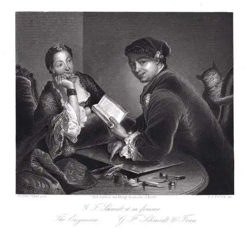 Der Kupferstecher - Engraver. Originaler Stahlstich um 1850