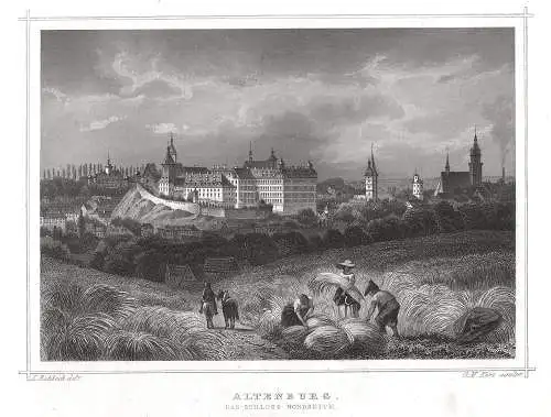 Altenburg. Gesamtansicht.. Originaler Stahlstich, BI Prachtausgabe um 1860