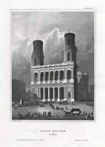 Paris - Saint Sulfice. Originaler Stahlstich um 1850