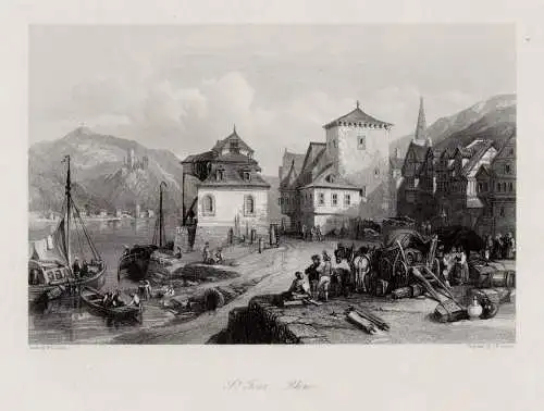 St. Goar. Teilansicht Echter Stahlstich, n. Leitch um 1840