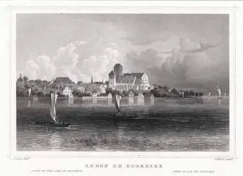 Schweiz: Arbon am Bodensee. Original Stahlstich, Kurz um 1860