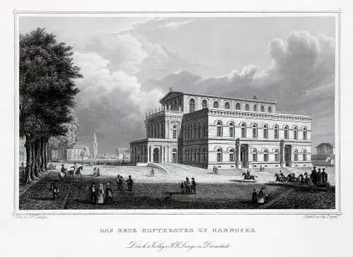 Hannover: Königl. Sommerpalais im Georgengarten. Originaler Stahlstich um 1850