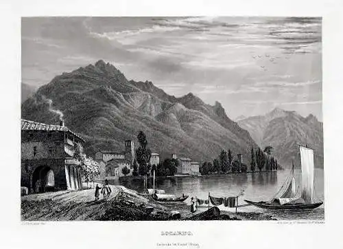 Schweiz: LOCARNO Lago Maggiore. Originaler Stahlstich um 1835