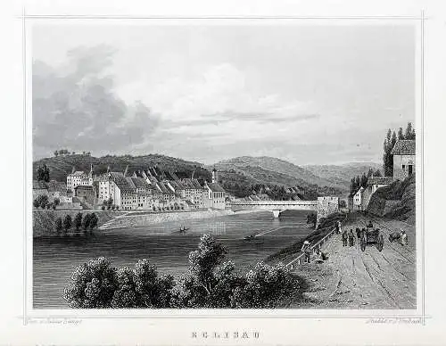 Schweiz: EGLISAU. Gesamtansicht. Original Stahlstich um 1850