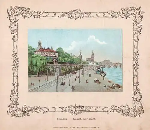 Dresden-Belvedere,  Original Farblitho um 1890