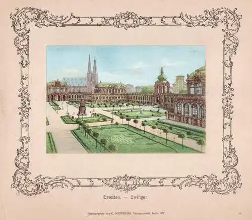 Dresden-Zwinger,  Original Farblitho um 1890