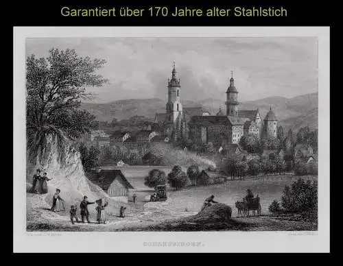 Schleusingen.. Echter Stahlstich Wallis um 1850