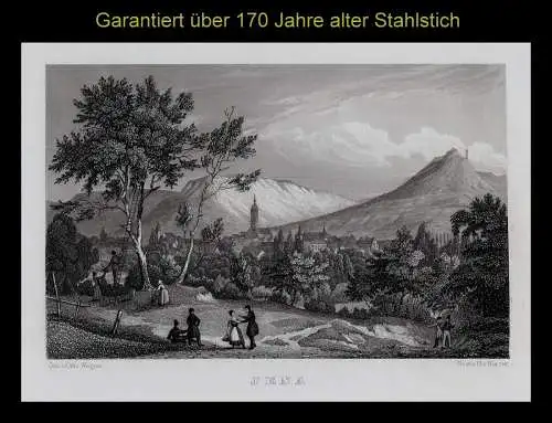 Jena, Gesamtansicht.. Echter Stahlstich Herzer um 1840