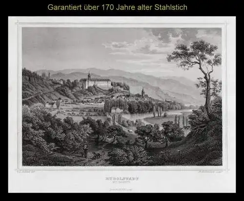 Rudolstadt. Mittagsseite. Originaler Stahlstich, Hablitscheck um 1860