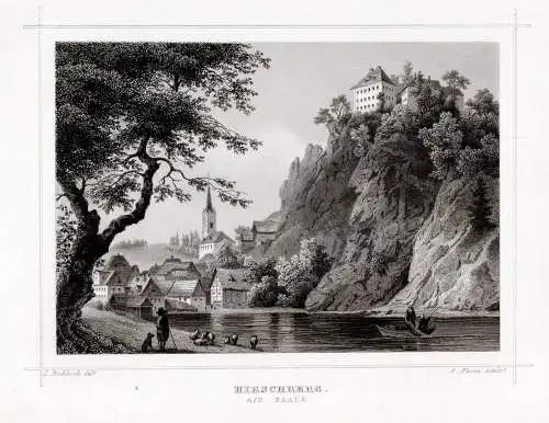 Hirschberg / Saale Originaler. Stahlstich, Fesca um 1860