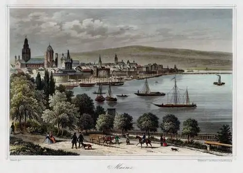 MAINZ:. Originaler Stahlstich n. Klimsch um 1860 coloriert