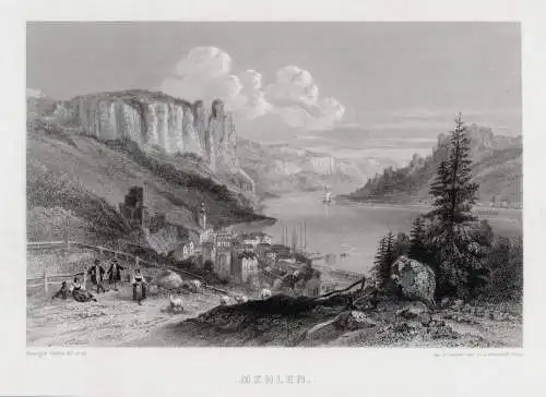 STADT WEHLEN Gesamtansicht. Stahlstich, Ruargue um 1860