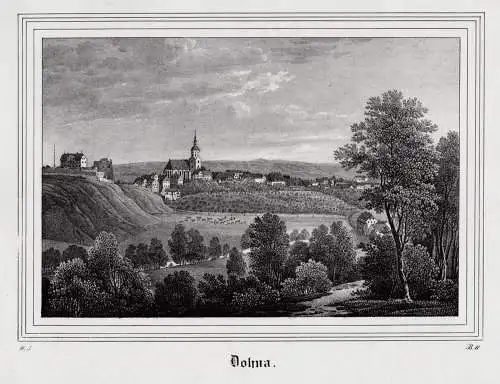 Dohna. Gesamtansicht. Lithographie aus Saxonia um 1840