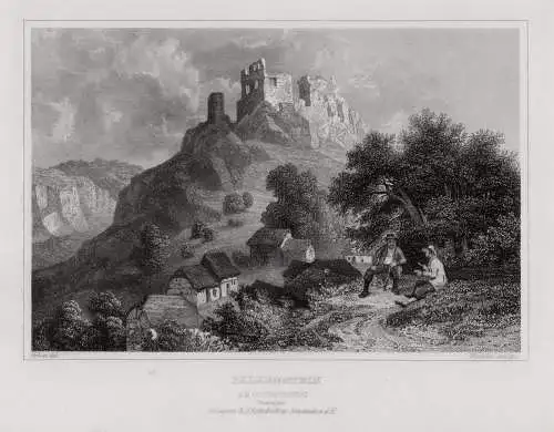 Falkenstein am Donnersberg. Originaler Stahlstich Winkles um 1870