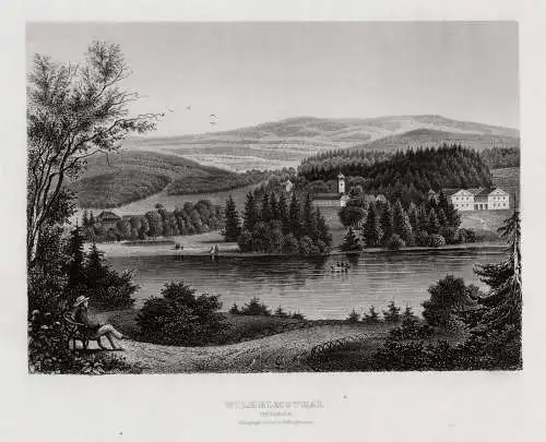 Wilhelmsthal bei Eisenach. Originaler Stahlstich um 1860