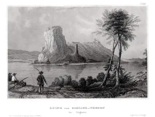 Ungarn: Ruine Von Schloss-Theben. Originaler Stahlstich um 1850