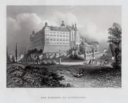Altenburg. Das Schloß.. Originaler Stahlstich, Payne um 1860