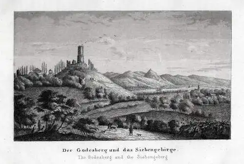 Bad Godesberg - und das Siebengebirge . Originaler Stahlstich von 1858