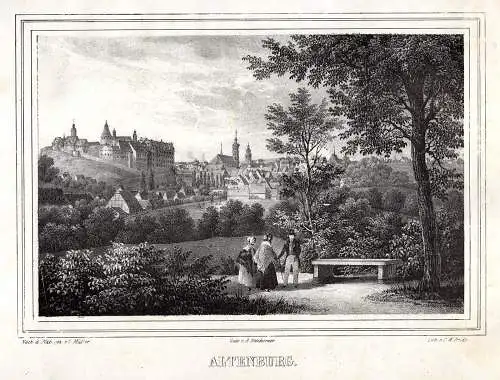 Altenberg Ansicht mit Schloß . Lithographie aus Saxonia um 1840