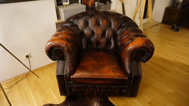 Chesterfield Sessel Vintage Ledersessel Loungesessel braun
 1