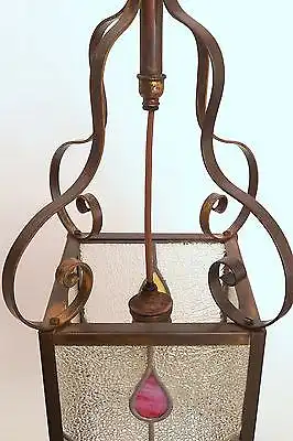 Wunderschöne original Jugendstil Deckenleuchte Flurlampe Bleiverglasung 1900