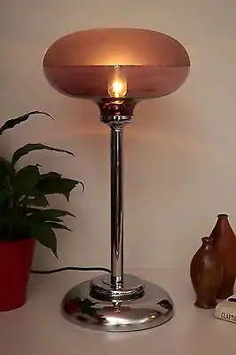 Tolle Retro 1970er Jahre Tischleuchte Chrom Schreibtischlampe "POURPRE" UFO