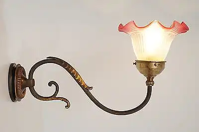 2 Stück seltene original Jugendstil Wandleuchte Wandlampe Messing 1910