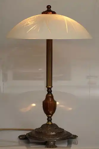 Elegante große Jugendstil Tischleuchte Schreibtischlampe Messing