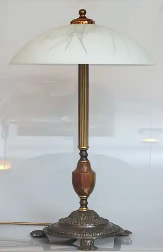 Elegante große Jugendstil Tischleuchte Schreibtischlampe Messing