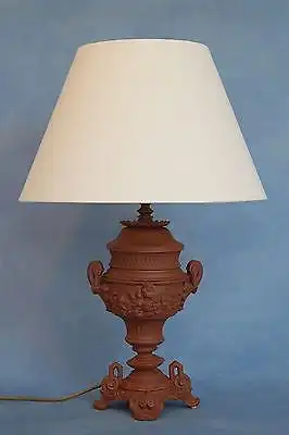Sehr elegante orig. Jugendstil Amphoren Schreibtischlampe 1900 neuer Stoffschirm