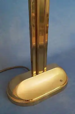 Retro sehr große Art Deco Salonlampe Tischleuchte Sixties Opalglas 74 cm Messing