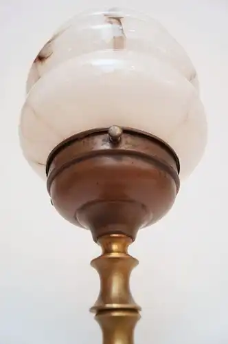 Herrliche original Jugendstil Art Déco Tischlampe Lampe Messing 1930 Opalglas