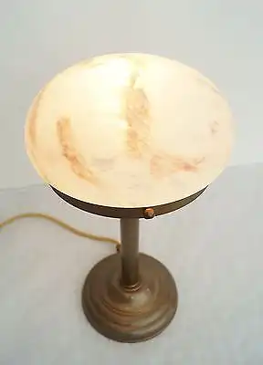 Zierliche Art Déco Pilzlampe Tischleuchte Bauhaus Messing