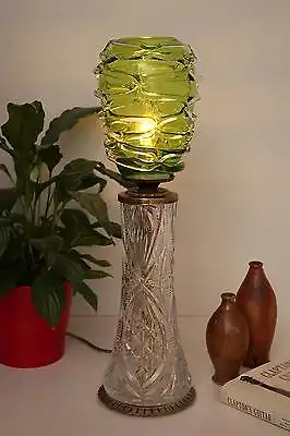 Absolut einzigartige Jugendstil Glas Tischleuchte mundgeblasen Schreibtischlampe