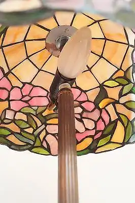 Wunderschöne Jugendstil Landhaus Tischleuchte Tiffany Messing Einzelstück