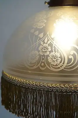 Edle original Jugendstil Schreibtischleuchte Tischlampe geätzter Glasschirm 1920