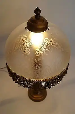 Edle original Jugendstil Schreibtischleuchte Tischlampe geätzter Glasschirm 1920