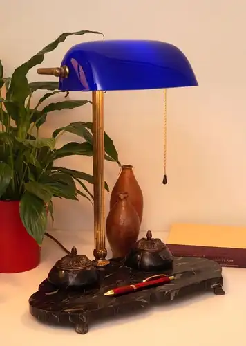 Einzigartige original Jugendstil Schreibtischlampe "ROYAL BLUE" 1900 Art Deco