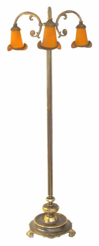 Prachtvolle original Jugendstil Stehlampe Stehleuchte Messing Berlin Banker 1920 0
