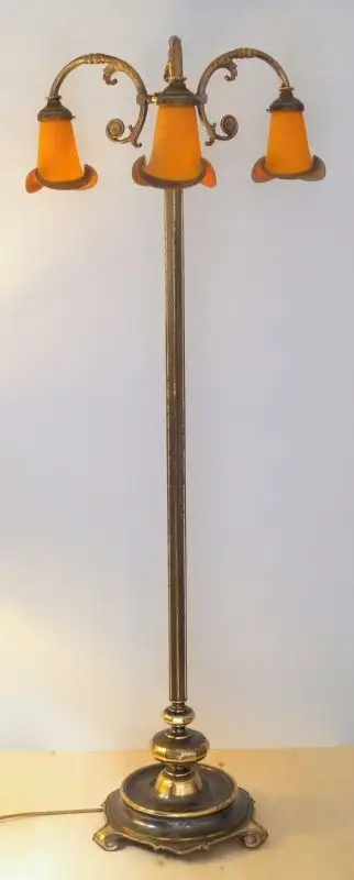 Prachtvolle original Jugendstil Stehlampe Stehleuchte Messing Berlin Banker 1920 2