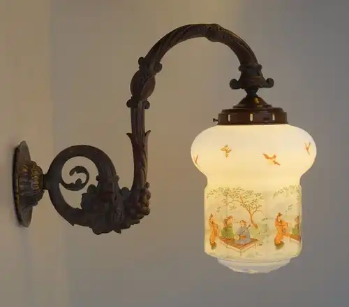 Sehr große antike original Jugendstil Wandlampe "MARSEILLE" Asia Ära 1920