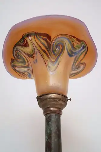 Unikat Jugendstil Lampe Tischleuchte irisierendes Design Glas um 1920 Sammler