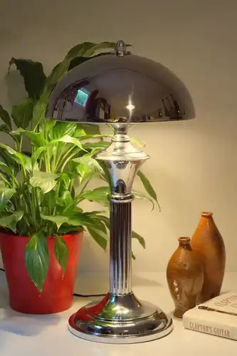 Art Déco Bauhaus Tischleuchte Chrom Unikat Retro Bankerlampe Schreibtischlampe